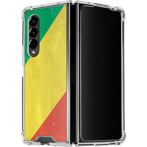 Republic of the Congo Flag Distressed Galaxy Z Fold4 5G Clear Case